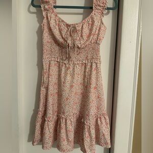 Floral Smocked Ruffle Sundress - Pink & Cream